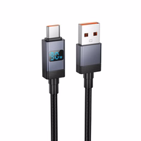 Kabelis USB A į USB C Hoco 5A su ekranu 1 m X118 juodas