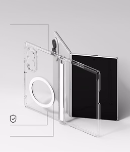 Ringke Fusion Flap Magnetic dėklas, skirtas Samsung Galaxy Z Fold 8, suderinamas su MagSafe – skaidrus