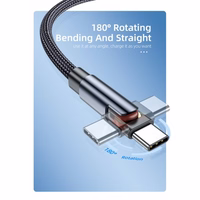 USB Kabelis Essager "Universal" (180' kampu) juodas "Type-C" 200cm (iki 3A)