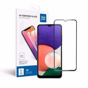 Apsauginis stiklas Blue Star - SAMSUNG A22 5G pilnas paviršius (pilnas klijavimas su rėmeliu/mažas dydis) - juodas Apsauginis stiklas Blue Star