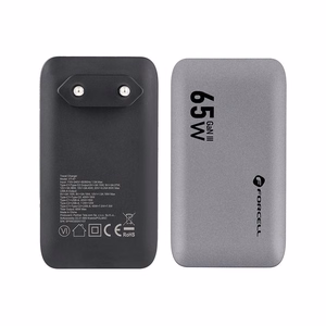 FORCELL F-ENERGY GaN III VT-47 itin plonas kelioninis įkroviklis 2 x Type C + USB A PD QC4.0 4A 65W pilkas