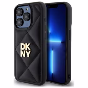 DKNY Quilted Stack Logo dėklas telefonui iPhone 15 Pro - juodas