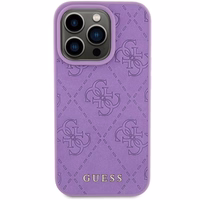Guess Odinis 4G įspaustas dėklas telefonui iPhone 15 Pro Max - violetinis