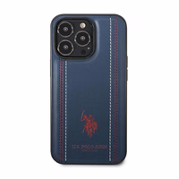 US Polo USHCP14LPFAV iPhone 14 Pro 6.1" tamsiai mėlyna Oda Siūlė