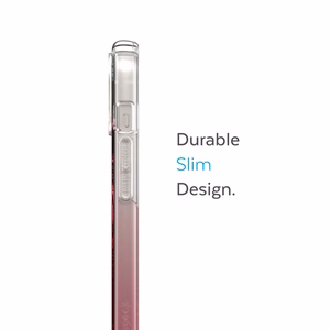 Speck Presidio Perfect-Clear + Ombre + MagSafe case for iPhone 15 Plus / 14 Plus, with Microban antimicrobial protection, Clear / Vintage Rose Fade