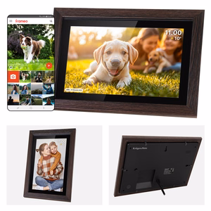 Kruger&Matz FRAMEO Wi-Fi 10,1 colio skaitmeninis nuotraukų rėmelis mediniu rėmu