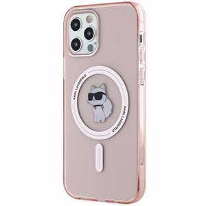 Karl Lagerfeld IML Choupette Magnetinis dėklas iPhone 12/12 Pro - rožinis