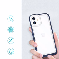 Skaidrus 3in1 dėklas iPhone 12 mėlyno rėmo gelio dangteliu