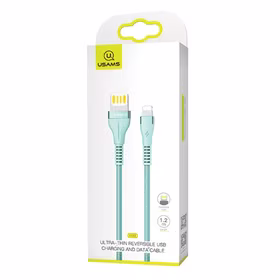 USAMS Laidas pintas U33 LIGHTNING 1,2M 2A FAST CHARGING mėlynas SJ360USB02 (US-SJ360)
