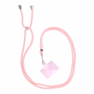 SWING (6mm) telefono dirželis, telefono pakabukas su reguliuojamu ilgiu / virvelės ilgis 165 cm (maks. 82,5 cm kilpoje) / ant peties arba kaklo – šviesiai rožinis