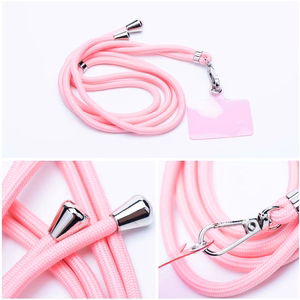 SWING (6mm) telefono dirželis, telefono pakabukas su reguliuojamu ilgiu / virvelės ilgis 165 cm (maks. 82,5 cm kilpoje) / ant peties arba kaklo – šviesiai rožinis
