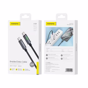 FONENG laidas XS08 USB-C - USB-C PD 60W 1.2m juodas