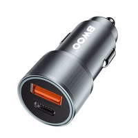 BWOO BO-CC73 PD automobilinis įkroviklis 1x USB-C - USB-A prievadas 38W sidabrinis