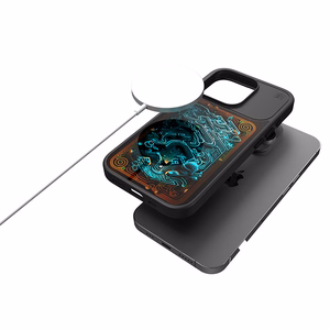 STM Reveal Warm MagSafe dėklas, skirtas iPhone 15 Pro Max, „Black Realm“ spalvos