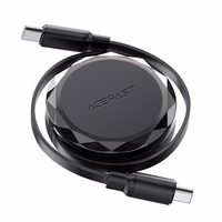Acefast C13-03 USB-C - USB-C 60W ištraukiamas kabelis - juodas