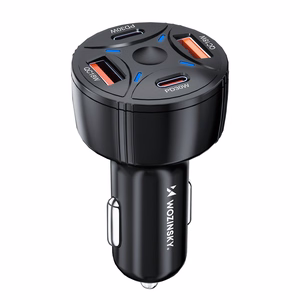 Wozinsky WLS-04 60W automobilinis įkroviklis, 2xUSB-C ir 2xUSB-A, juodas