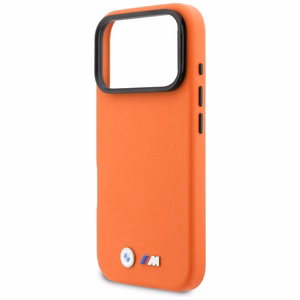 BMW dėklas for IPHONE 17 Pro suderinamas su MagSafe BMHMP17L25PFWKCKO (PU W/ Metal Logo) oranžinis