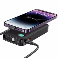 USAMS Išorinė baterija su suvyniojamuoju USB-C laidu 10000 mAh PD 20W Fast Charge XY Series violetinis 10KCD22403 (US-CD224)
