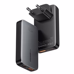 Įkroviklis Essager "GaN Ultra" juodas 65W (1xPD / 1xQC3.0)