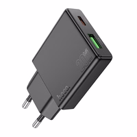 Įkroviklis Hoco Slim N38 (1xUSB-C; 1xUSB 20W) juodas