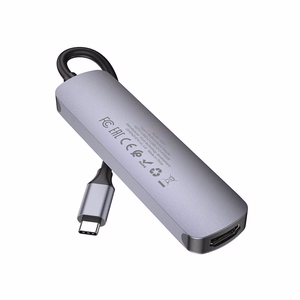 Adapteris Hoco HB27 Type-C Multi-Function Converter HDMI+USB3.0+USB2.0*2+PD pilkas