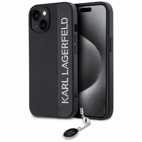 Karl Lagerfeld Saffiano Rhinestones & Charm dėklas telefonui iPhone 15 / 14 / 13 - juodas
