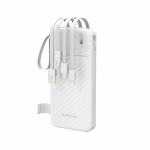 Wozinsky W11-W 10000mAh 10W Powerbank with Built-in Cables and Flashlight - White