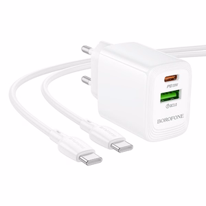 Įkroviklis Borofone BN27 20W USB-C/USB-A + USB-C to USB-C cable 1.0m baltas