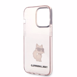 Karl Lagerfeld Ikonik Choupette dėklas telefonui iPhone 14 Pro Max - rožinis