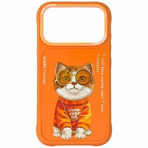 Nimmy Glasses Cool Cat deklas iPhone 17 Pro - oranzinis