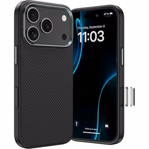 Benks magnetinis Armor Pro Kevlar dėklas su metaliniu rėmeliu 600D (A069) Iphone 17 Pro telefonui juodas (su fotoaparato valdymo mygtuku)
