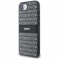 DKNY kartojamo tekstūros rašto su toninėmis juostelėmis dėklas iPhone 16e - juodas