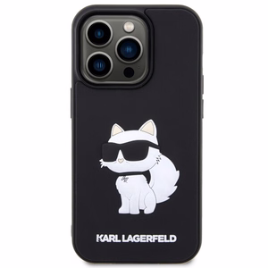 Karl Lagerfeld KLHCP14L3DRKHNK iPhone 14 Pro 6.1" Kietasis dėklas (m) - juodas (m) Rubber Choupette 3D