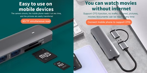 Adapteris USB 3.0 – 3x USB 3.0, SD, TF