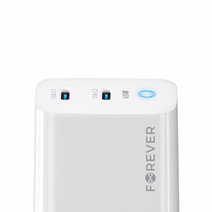 "Forever TC-06-65CC GaN PD QC įkroviklis 2x USB-C 65W, baltas