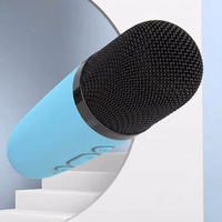 Blavec nešiojamas Bluetooth garsiakalbis WS-07 Karaoke Party 5W su 2 mikrofonais mėlynas