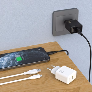Dudao A23LEU 2.4A GaN EU USB-A Wall Įkroviklis with USB-A to Lightning Laidas - Baltas