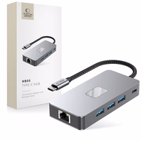Tech-Protect HB05 HUB 9in1 USB-C + USB2.0 + USB3.0 + HDMI 4K 60Hz + SD / TF + PD100W + RJ45 adapteris - pilkas