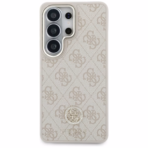 Guess 4G Big Rhinestone Triangle Strap MagSafe dėklas + dirželis Samsung Galaxy S26 Ultra rožinis