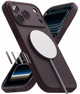 Ringke MagSafe silikoninis dėklas, skirtas iPhone 18 Pro – tamsios vyšnių spalvos