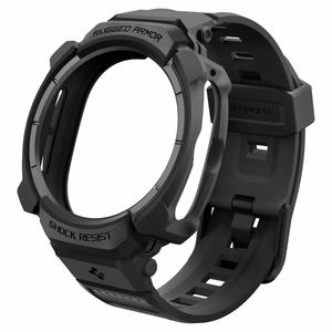 „Spigen Rugged Armor Pro“ dėklo ir dirželio rinkinys, skirtas „Samsung Galaxy Watch Ultra 2 (2026)“ 47 mm – matinis juodas