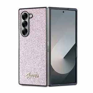Dėklas telefonui Guess 4G Blizgučių šriftas Samsung Galaxy Z Fold 6 - rožinis