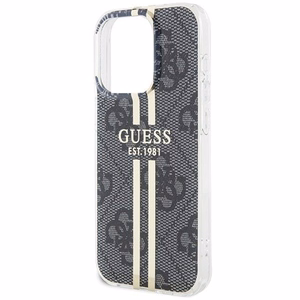 Guess IML 4G Gold Stripe dėklas telefonui iPhone 15 Pro - juodas