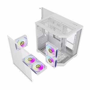 Darflash FT350 kompiuterio korpusas + 5 aRGB ventiliatoriai (baltas)