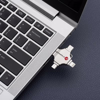 FORCELL F-DATA atmintukas Metal Quad 16GB USB3.2 Gen 1 (USB A / Type C / Lightning / Micro USB) sidabrinis