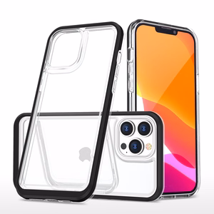 Skaidrus 3in1 dėklas iPhone 13 Pro Max juodo rėmo gelio dangteliu