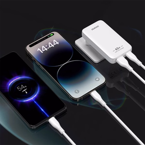Dudao A65Q 65W GaN kelioninis sieninis įkroviklis USB-A / USB-C PD itin plonas EU / US – baltas