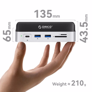 "Orico MiniDock 10-in-1" doko stotis su SSD kietojo disko įkrova - sidabrinė