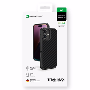 AmazingThing Titan Max Dėklas telefonui su 1500D aramidinių pluoštų iPhone 16 - juodas