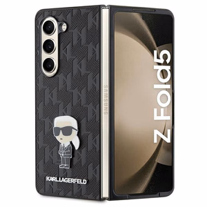 Karl Lagerfeld Saffiano Monogram Ikonik Pin dėklas telefonui Samsung Galaxy Z Fold 5 - juodas